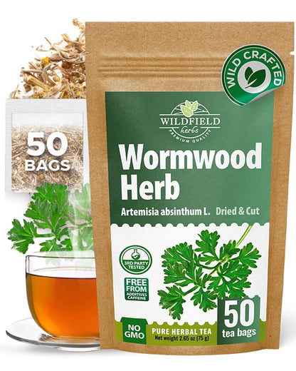 50 Bags Wormwood Herbal Tea (Artemisia Absinthum L.) – 50 Tea Bags 1.5g Absinthe Wormwood Herb