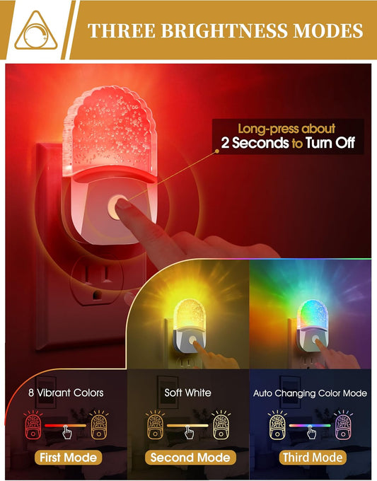 DORESshop Night Lights Plug Into Wall [2 Pack], Amber Warm Night Light, 1800K, Dusk to Dawn Sensor, Adjustable Brightness LED Night Light for Bathroom, Hallway, Stairway