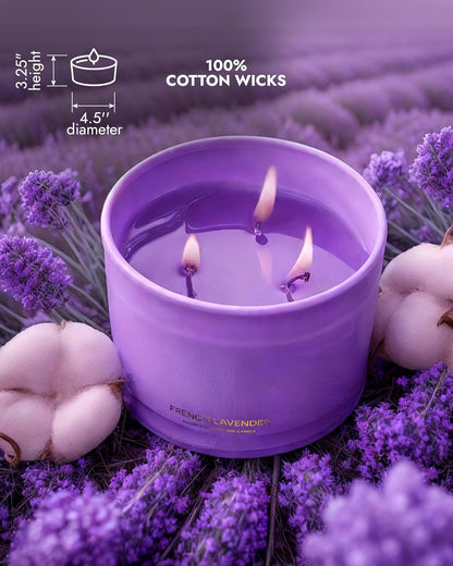 96NORTH Luxury Vanilla Soy Candles | Large 3 Wick Jar Candle | Up to 50 Hours Burning Time | 100% Natural Soy Wax | Relaxing Aromatherapy Aesthetic Candle | Housewarming Gift for Men and Women