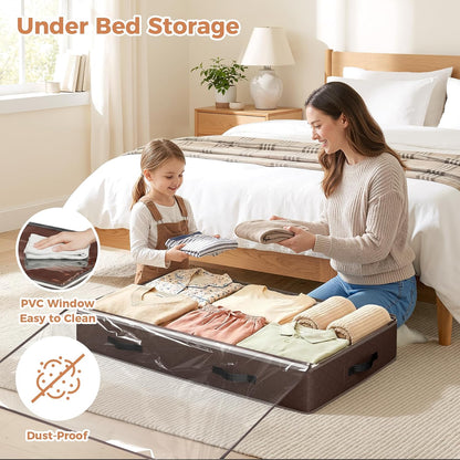 Budding Joy 95L Under Bed Storage Containers, 4 Pack Closet Organizers Grey
