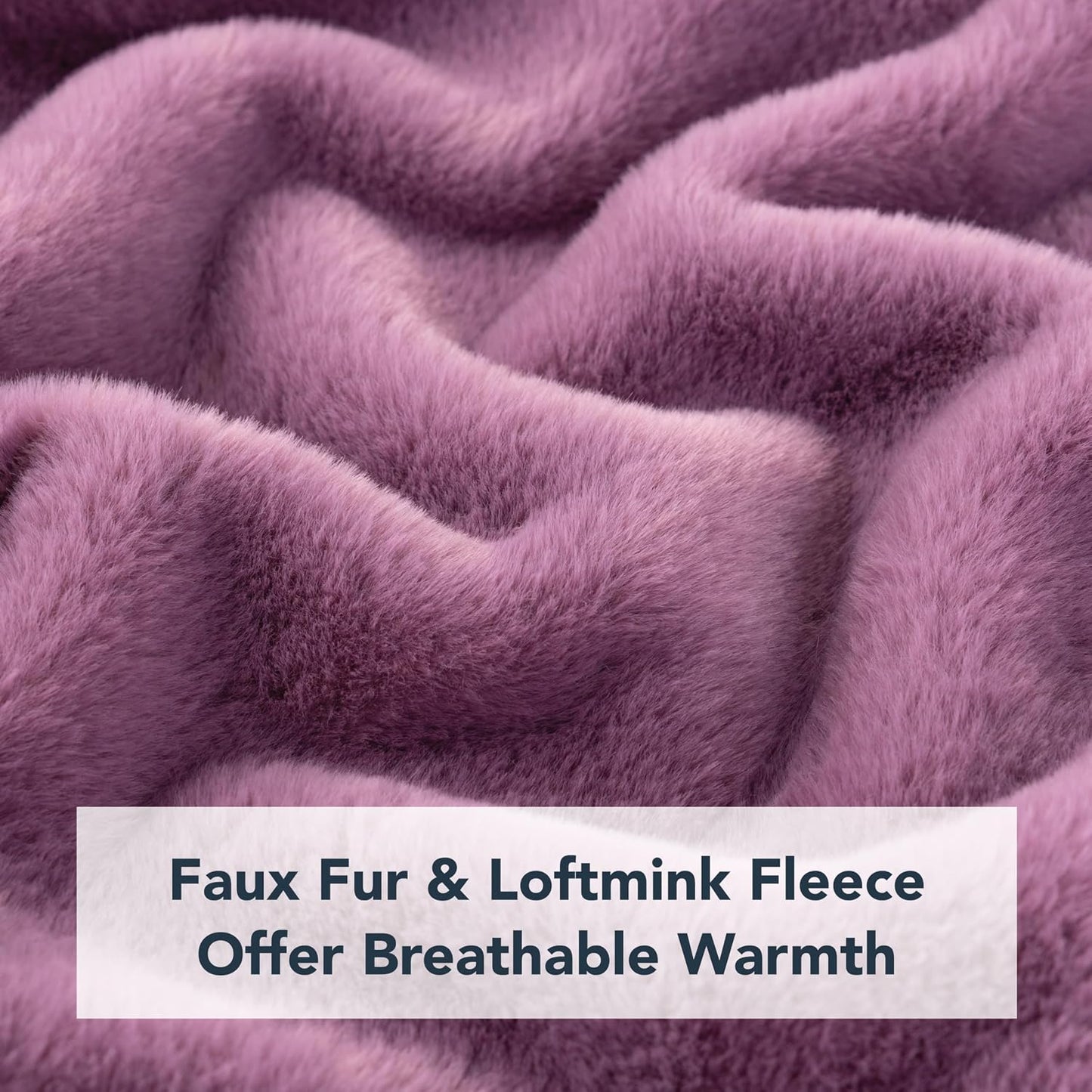 Berkshire Faux Fur Wearable Blanket, Cozy Reversible Loftmink Fleece Shawl with Hood & Side Pockets