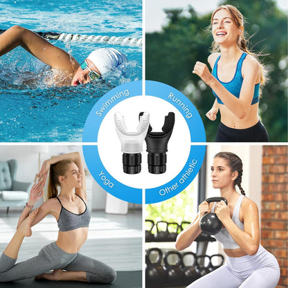 AMIR Upgraded Portable Breathing Trainer, Adjustable Resistance Breathe Trainer, Compact Muscle Improve Strength and Endurance, Exercise Device for Sports, Running, Martial (Black,White)