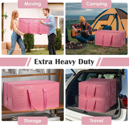 Moving Bags Heavy Duty 210GSM with Full-Open Side Zipper, 93L 220lbs Waterproof Foldable Storage Totes for College Dorm Move-In, Moving Boxes Alternative & Home Organization, Blue