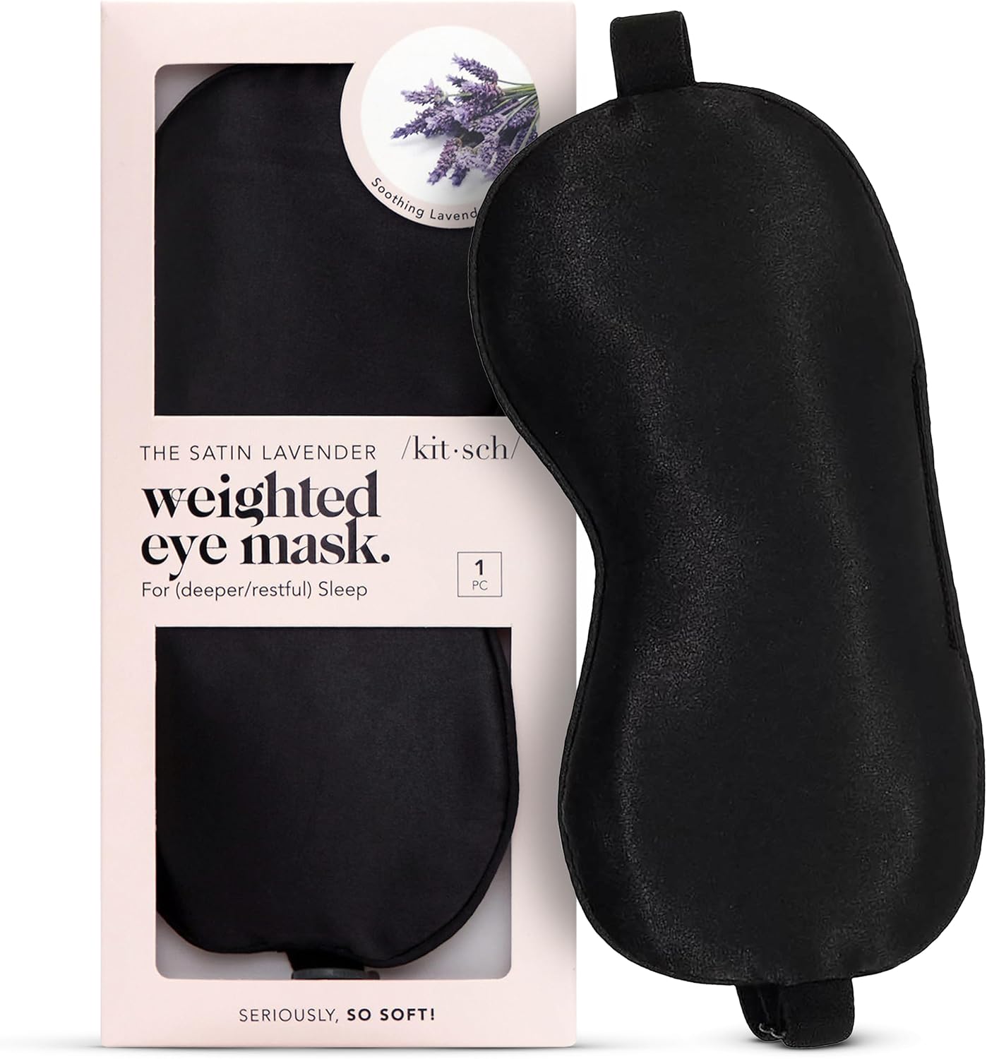 Kitsch Contour Pillow Eye Mask – Softer Than Silk Eye Masks for Sleep, Blindfold Sleep Masks for Women & Men, No Eye Pressure, Lightweight, Eye Care, Travel Essentials - Charcoal