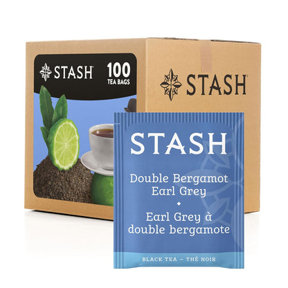 STASH Double Bergamot Earl Grey Black Tea, 100 Bags Bulk Pack, Caffeinated