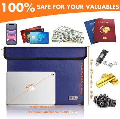 Fireproof Document Bag - with 5200°F Heat Insulated, Waterproof Fireproof Bag with Zipper, 8 Layers of Functional Materials, Fireproof Money Bag for Cash/Documents/Valuables, Fire bag 11"x7.7"