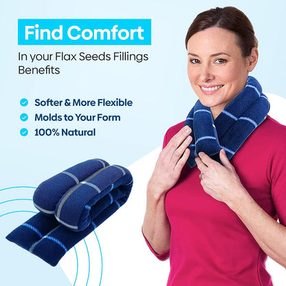 SunnyBay Microwavable Heating Pad for Neck and Shoulder, Heated Neck Wrap, Microwave Heat Pad, Weighted Beanbag Moist Hot or Cold Compress, 2.2 lbs, 26x4 Inches, Navy Blue