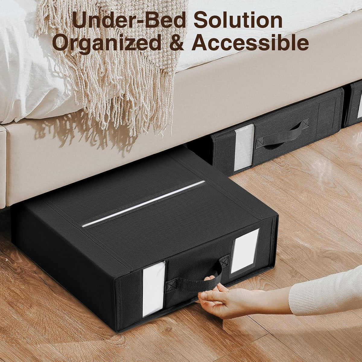DIMJ Bed Sheet Organizers and Storage - Foldable Sheet Holder, Linen Closet Organizer Box for Sheets Set, Bedding, Blankets, Towel (King & Queen Size), Grey