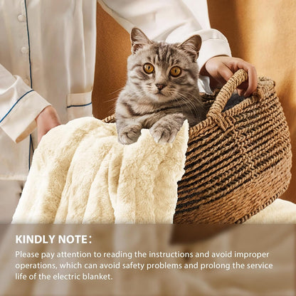Homemate Heated Blanket Electric Throw - 50"x60" Heating Blanket Throw 1/2/4/6/8 Hours Auto-Off 10 Heat Level Over-Heat Protection Flannel Sherpa ETL Certification