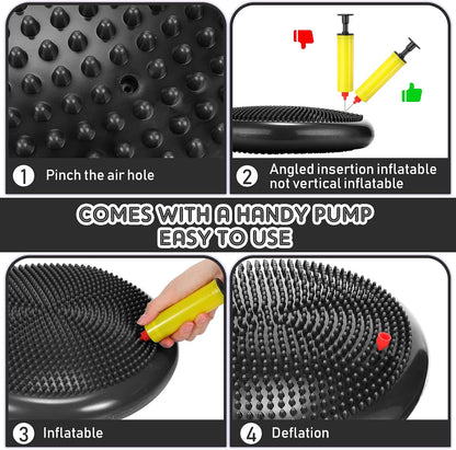 Jerify 4 Pcs Wiggle Seat Flexible Inflated Wobble Cushion Stability Balance Pad Balance Disc Sensory Seat for Men Women Fitness Physical Exercise Improving Posture Home Office