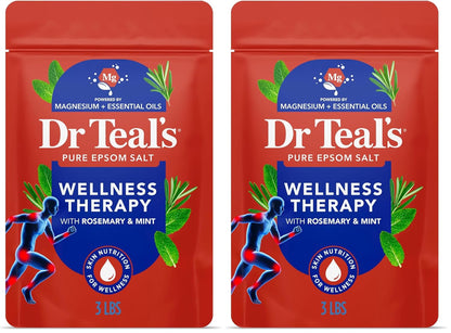Dr Teal's Epsom Salt Magnesium Soak, Wellness Therapy with Rosemary & Mint, 3 lbs