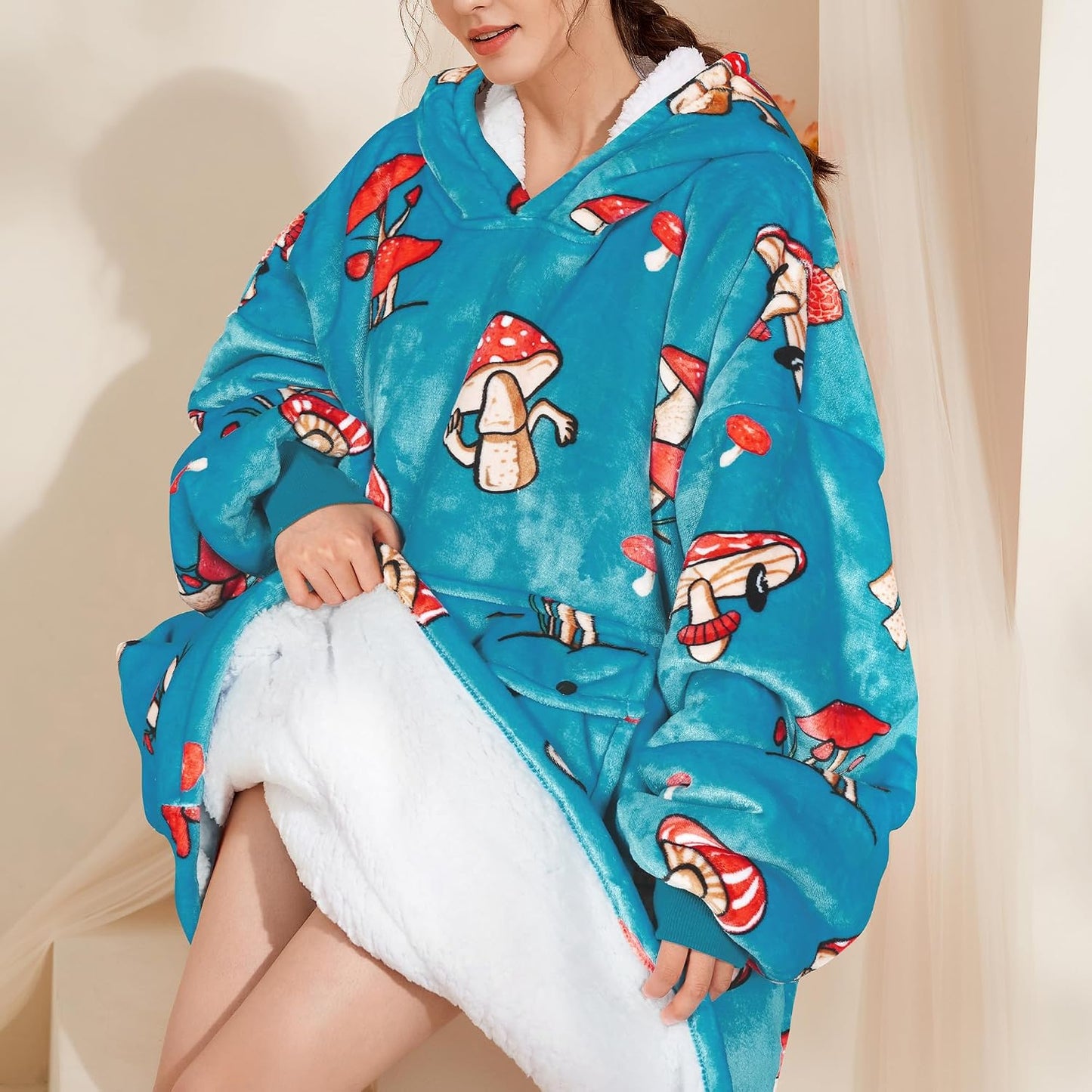 Narecte Cozy Oversized Blanket Hoodie Wearable Blanket Adults Soft Hooded Blanket Hoodie Birthday Gifts for Women Christmas - Colors B