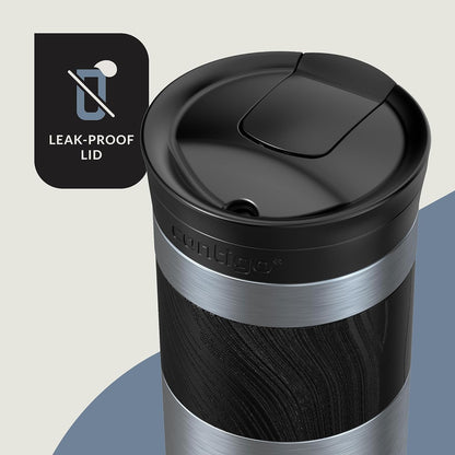 Contigo SNAPSEAL Insulated Stainless Steel Travel Mug with Grip 20oz. Blue Corn Transparent Satin & Midnight Berry