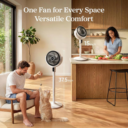 LEVOIT Standing Fan for Bedroom, 20dB Quiet Pedestal Fan for Sleep, 1024 CFM Ultra-High Airflow, 90° Oscillating Floor Fan, DC Motor, 5 Speeds, 12H Timer, Remote, for Home, Room, Office, White