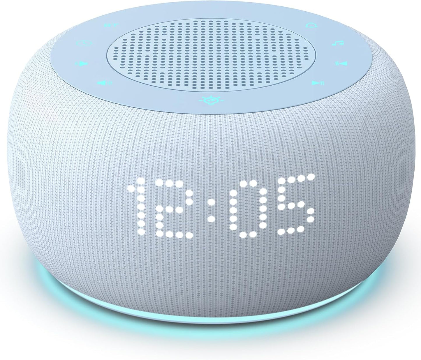 Buffbee Alarm Clock with Sound Machine for Bedrooms – 2-in-1 White Noise Machine for Sleep, Gentle Wake-Up with Soft Alarm Sounds, Ambient Night Light, Plug-in, Sleep Better, Wake Gently