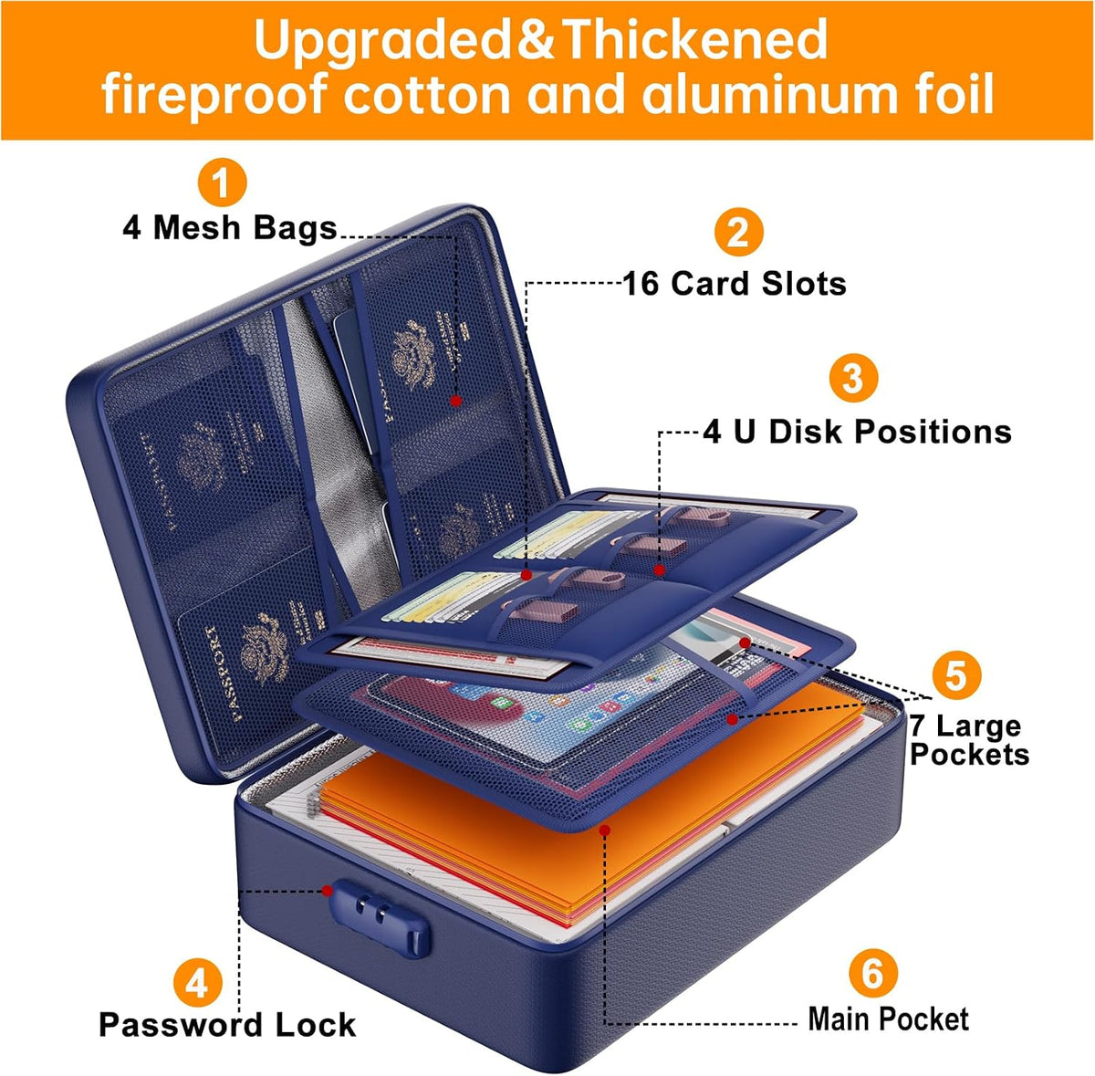 DocSafe 5200°F Fireproof Document Organizer Box with Lock, Heat Insulated