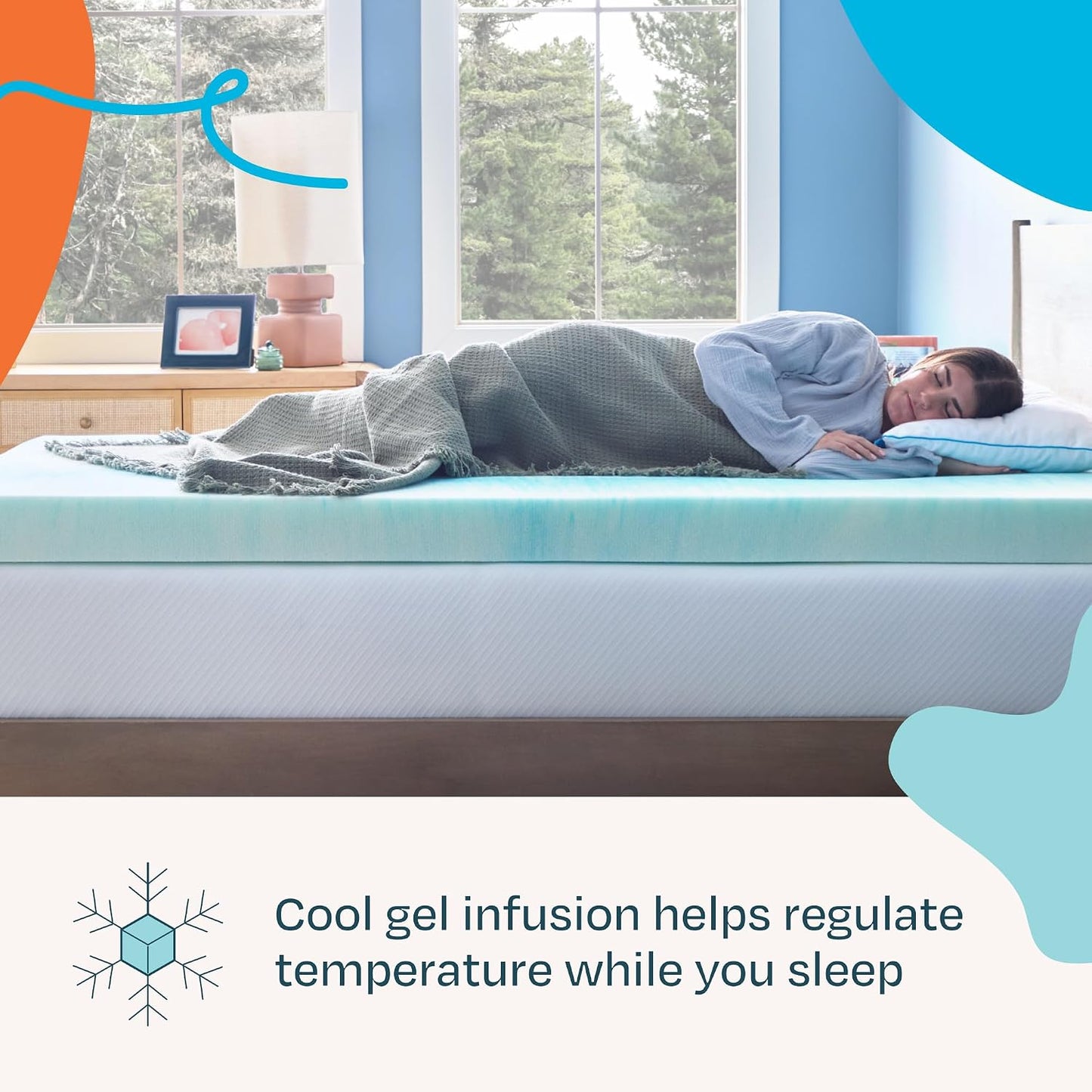 Linenspa Memory Foam Mattress Topper, Queen Size - 2 Inch Gel Infused Memory Foam - Plush Feel - Cooling and Pressure Relieving - CertiPUR Certified