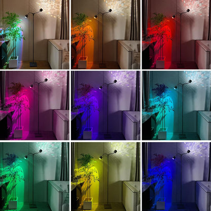 Sunset Lamp Projector Led Lights 3D Ocean Wave with Remote, 16 Colors Night Light 720° Rotation & Four Mode with American Standard Plug, Modern Floor Stand Night Light for Bedroom (White Double-End)
