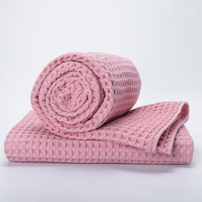 Luxury Organic Japanese Cotton Hair Drying Waffle Towel Wrap for Women | Absorbent, Quick-Dry Head Turban for Shower, Sauna, Spa | Extra Large for Long, Curly, Straight Hair With Button (White, 1 Pc)