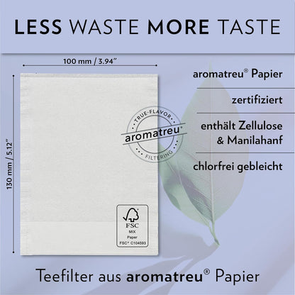 Finum Disposable Paper Tea Filter Bags for Loose Tea, Brown, Large, 100 Count
