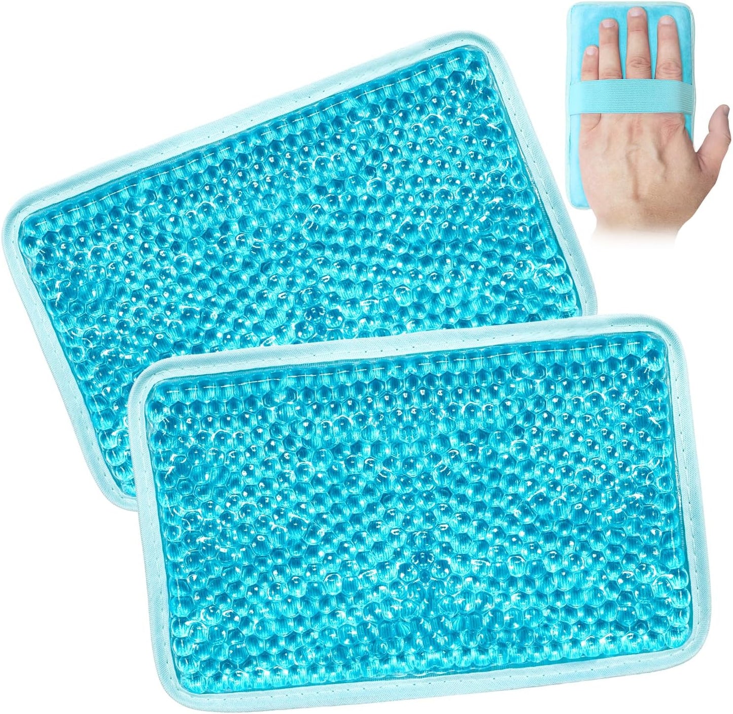 Gel Beads Ice Pack Ice Bag with Strap-1 Pack Reusable Hot & Cold Pack Compress for Knee, Shoulder, Foot, Back, Ankle, Neck, Hip, Elbow, Wisdom Tooth-7.76''x4.93''(Blue)