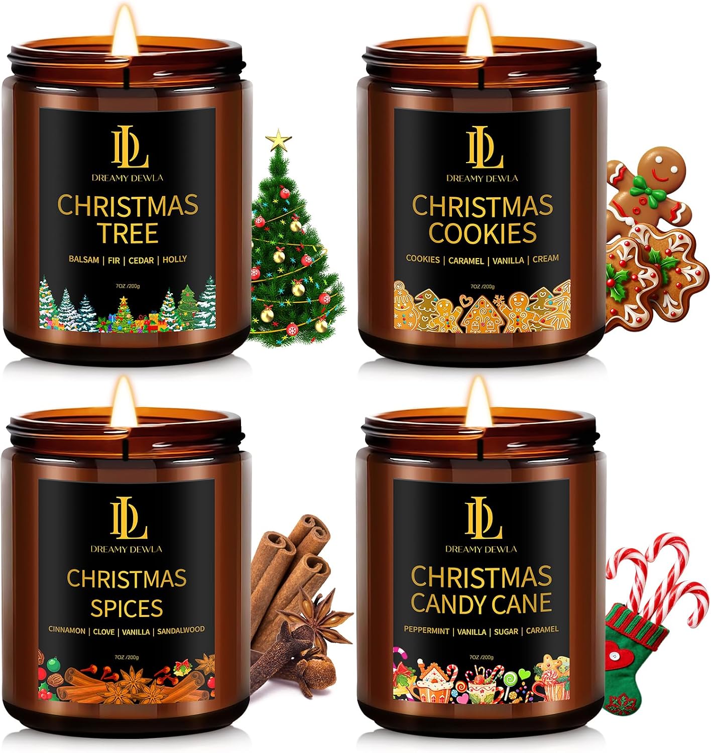 Scented Candles Set, 4 Pack Soy Candles for Home Scented, Candle Gifts for Women Men, 28oz 200 Hours Burn, Scents of Pineapple Cocktail/Coconut Vanilla/Pink Sands/Bahamian Breeze