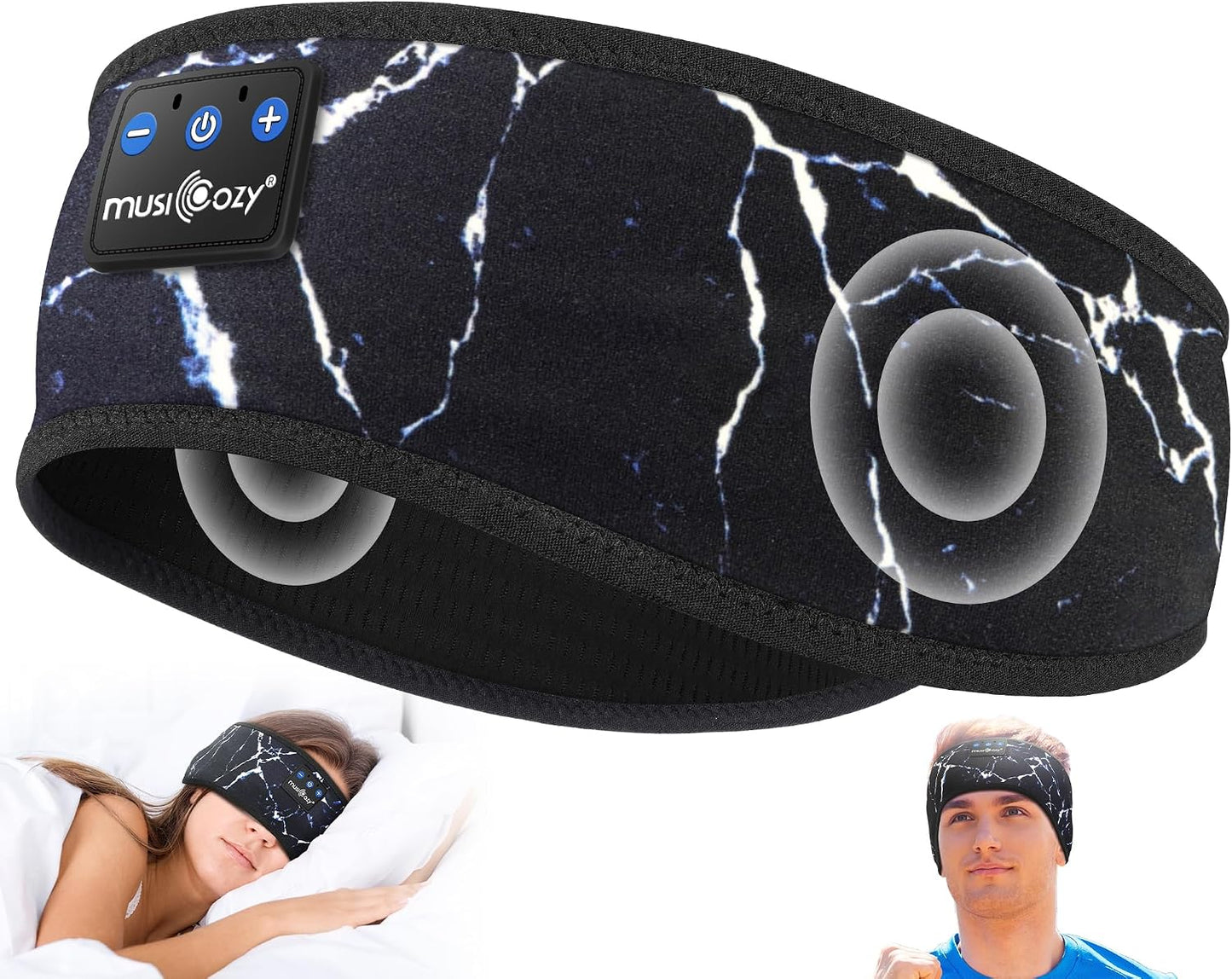 MUSICOZY Sleep Headphones Bluetooth 5.4 Headband, Wireless Earphones Music Sleep Earbuds Sleeping Eye Mask with HD Stereo Speakers for Workout Running Travel Yoga, Ideal Gifts for Men Women Mom Dad