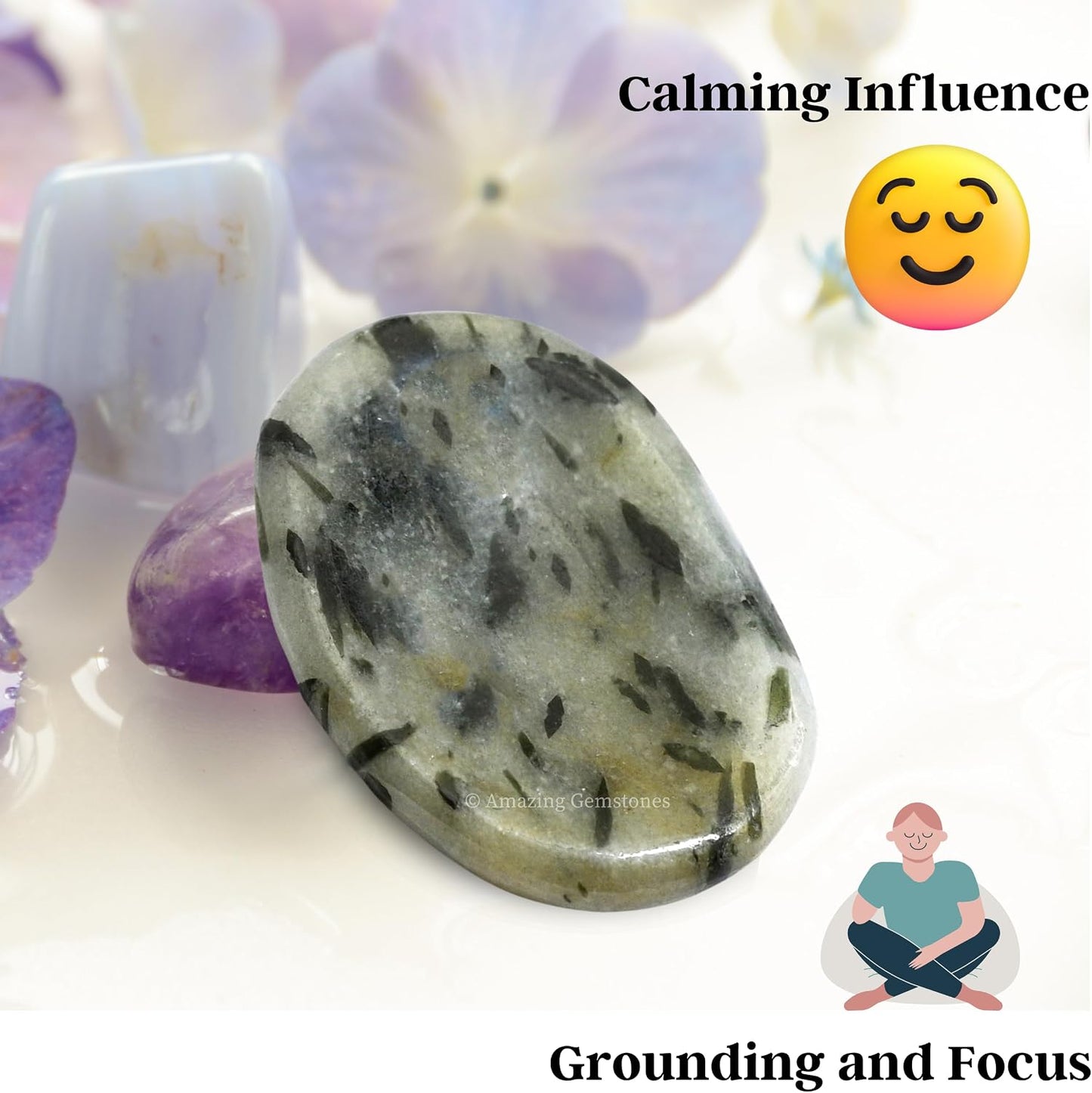 Amazing Gemstone Labradorite Thumb Worry Stone, Anxiety Stone, Healing Crystals - Piedra Crystal Fidget for Gift, Meditation, Calming, Relaxation, Stress Relief - Colors B