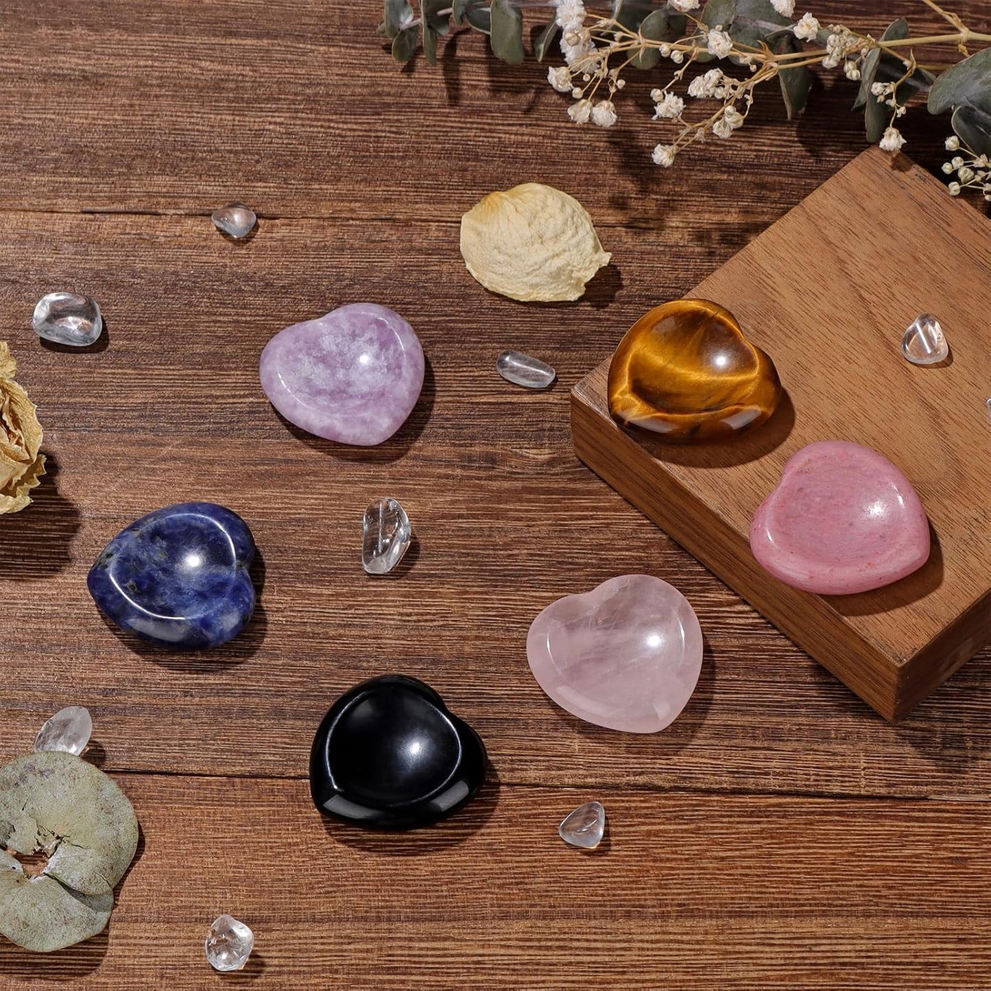 6PCS Thumb Worry Stone for Anxiety Healing Crystals Sets, Hand Carved Crystals and Healing Stones, Meditation Crystal Reiki Natural Relax Palm Stone for Anxiety Therapy Relief