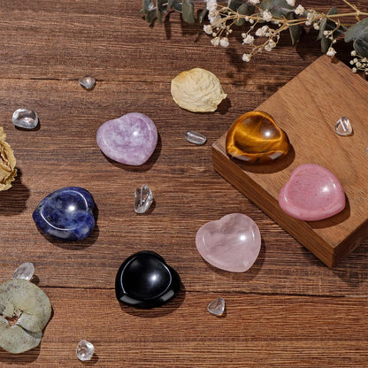 6PCS Thumb Worry Stone for Anxiety Healing Crystals Sets, Hand Carved Crystals and Healing Stones, Meditation Crystal Reiki Natural Relax Palm Stone for Anxiety Therapy Relief