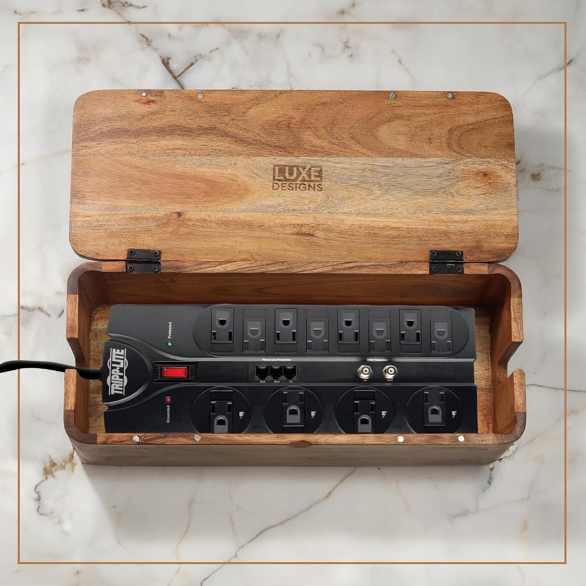 Cable Management Box, Power Strip & Extension Cord Hider, Desk Organizer