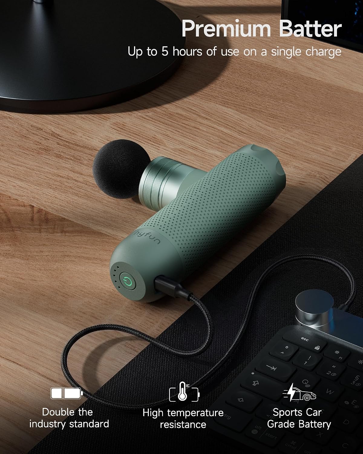 N1 Super Mini Massage Gun, Ultra-Compact Deep Tissue Massage Gun, Portable Travel Handheld Massager, Men & Women Muscle Recovery, Percussion Massager Quiet for Home, Gym, Office, Green
