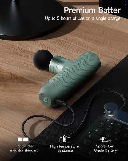 N1 Super Mini Massage Gun, Ultra-Compact Deep Tissue Massage Gun, Portable Travel Handheld Massager, Men & Women Muscle Recovery, Percussion Massager Quiet for Home, Gym, Office, Green