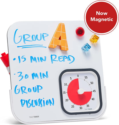 TIME TIMER MOD with Dry Erase Board — 60-Minute Visual Countdown Timer with Magnetic Whiteboard — for Notes, Chores, Classroom and Office Reminders, Visual Schedules, for Kids and Adults (Charcoal)