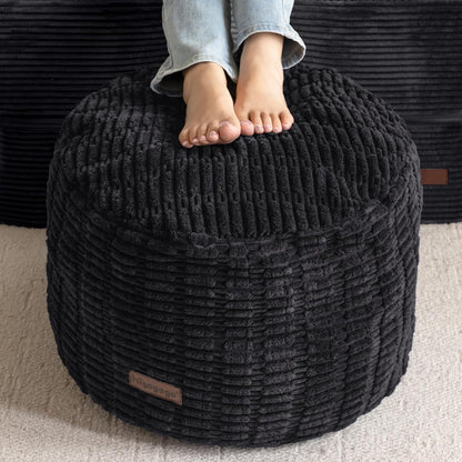 HIGOGOGO Pouf Ottoman Stuffed Round Modern Foam Filled Foot Rest Poufs for Living Room Chair Decorative 20 X 15 Inches Boho Relax Stool for Wedding Christmas Party, Beige