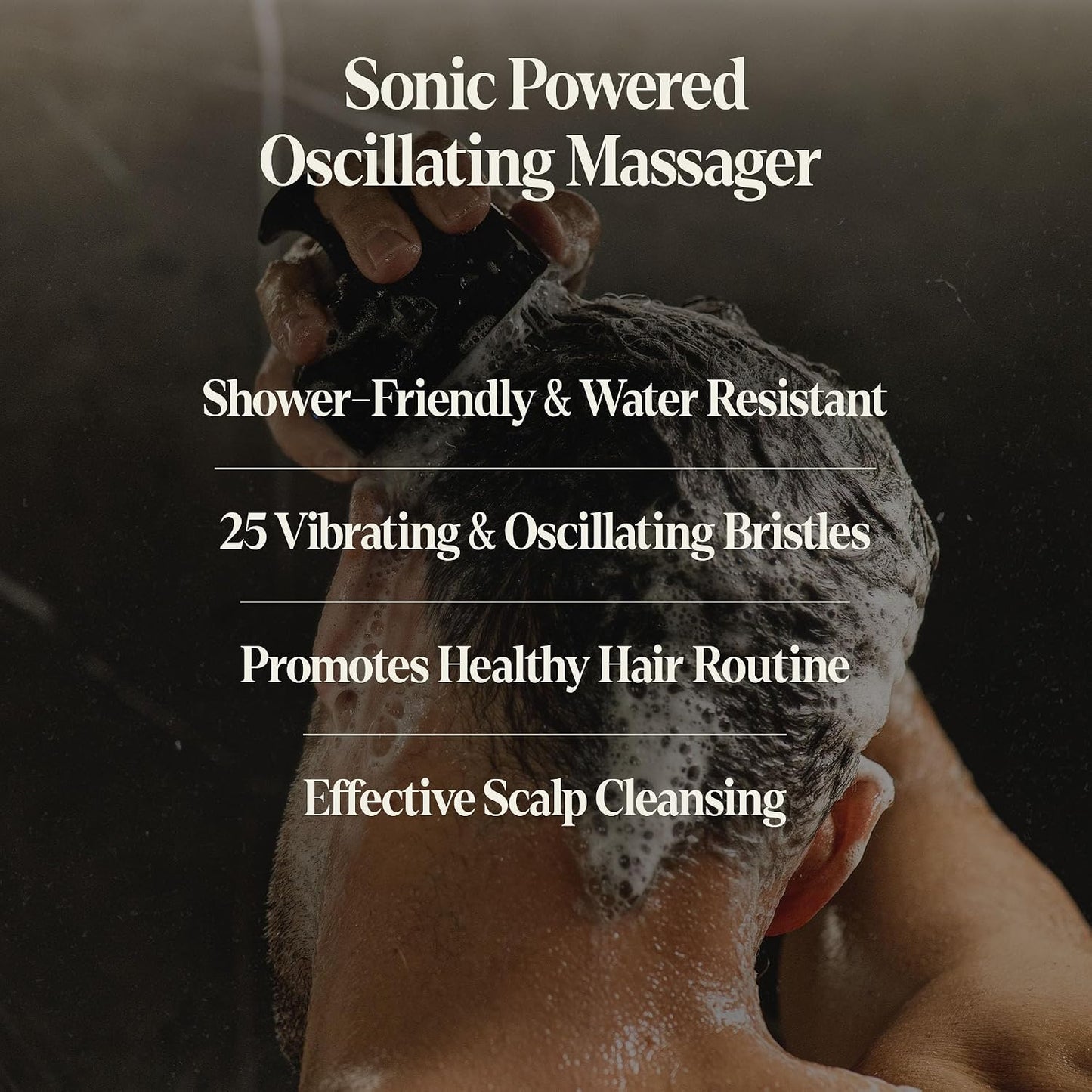 Black Wolf Sonic Scalp Scrubber - Electric Hair & Scalp Massager Brush with 3-Speed Oscillation - Rechargeable Shower Brush & Head Scrubber with Soft Silicone Bristles for Deep Clean & Exfoliation