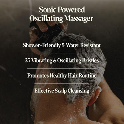 Black Wolf Sonic Scalp Scrubber - Electric Hair & Scalp Massager Brush with 3-Speed Oscillation - Rechargeable Shower Brush & Head Scrubber with Soft Silicone Bristles for Deep Clean & Exfoliation