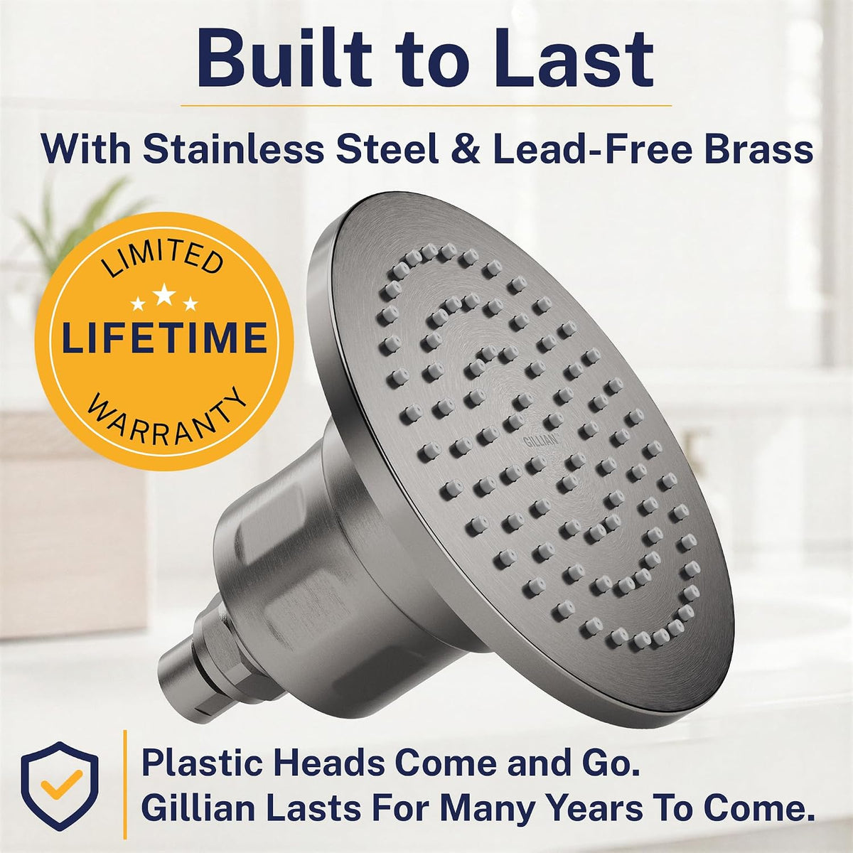 Gillian Metal Filtered Shower Head High Pressure, KDF-55 Removes Chlorine