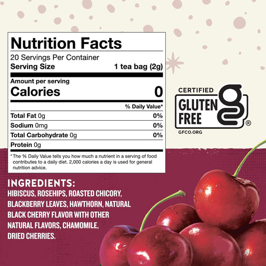 Celestial Seasonings Herbal Tea Bags, Black Cherry Berry, Flavored Tea Bags, 20 Count (Pack of 6)