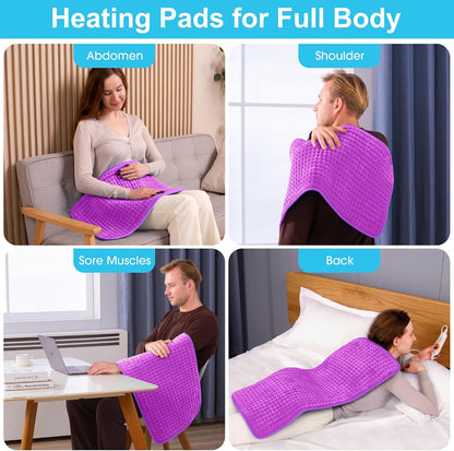 Boileau Electric Heating Pad for Back Pain and Period Cramps Relief, FSA Eligible17 x33 Extra Large XXXL, HSA 3 Heating Levels Heat Pad with 2-Hour Auto Shut Off, Gifts for Women and Mom, Blue