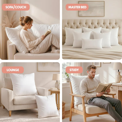 Utopia Bedding 12x20 Pillow Inserts, Set of 2, White – Indoor Decorative Throw Pillows for Bed, Sofa & Couch – Soft, Supportive & Fluffy Cushion Inserts