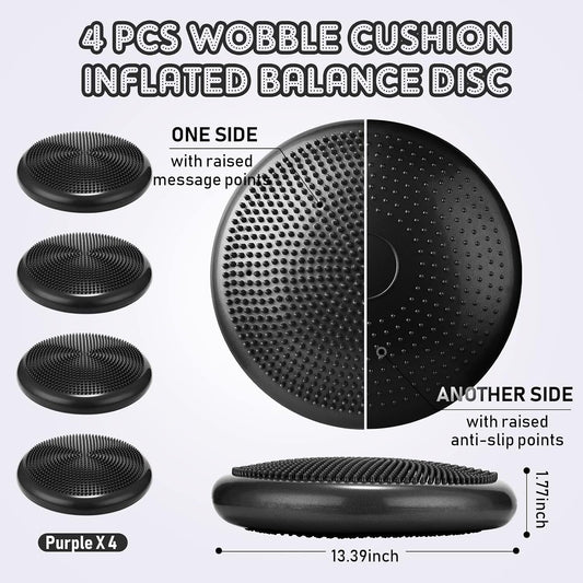 Jerify 4 Pcs Wiggle Seat Flexible Inflated Wobble Cushion