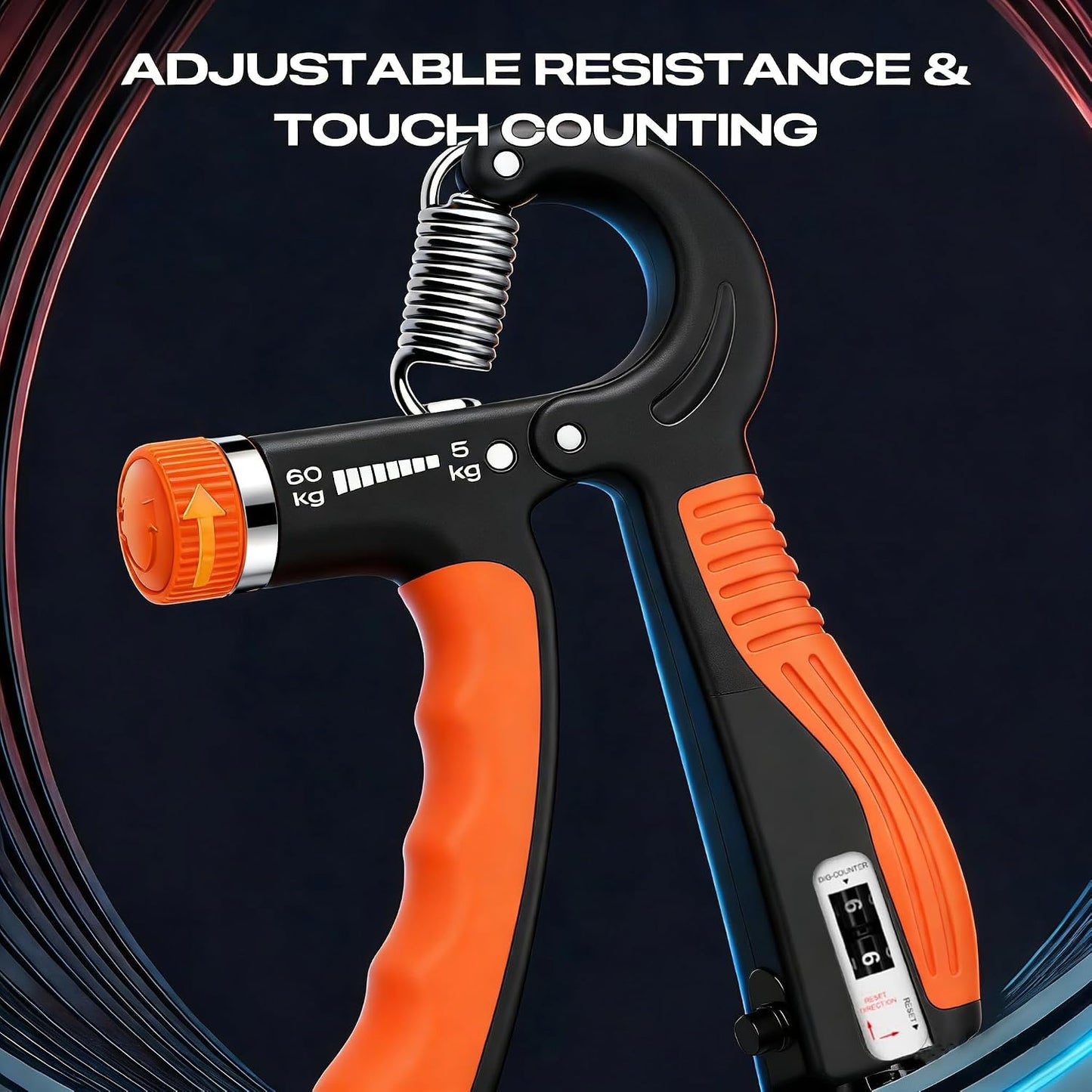 JTHEW Grip Strength Trainer - Adjustable Resistance 11-132lbs/5-60kg Hand Gripper & Forearm Strengthener Device with Smart Counter for Sports & Rehab