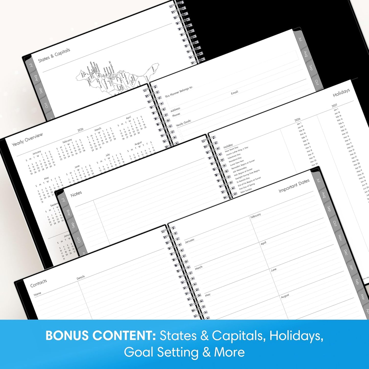 Blue Sky 2026-2027 Weekly and Monthly Academic Year Planner Calendar, July 2026 - June 2027, 8.5" x 11", Flexible Cover, Wirebound, Laminated Tabs, Enterprise