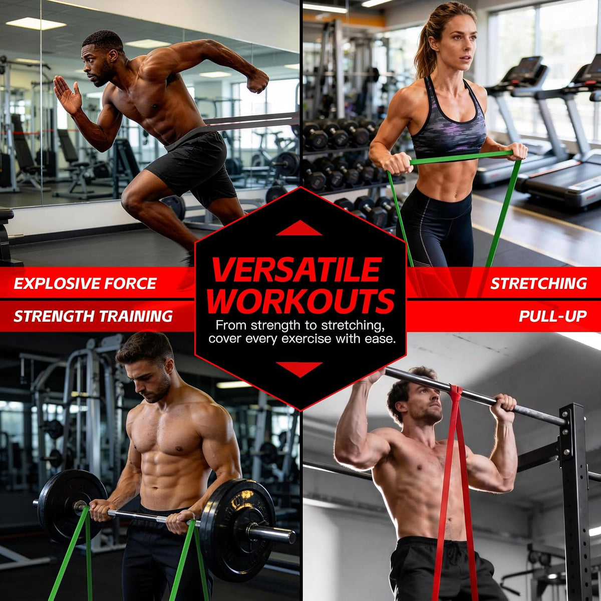 Pull Up Bands, Resistance Bands Set, Exercise Workout Bands for Men & Women, Ideal for Body Stretching, Physical Therapy and Muscle Training