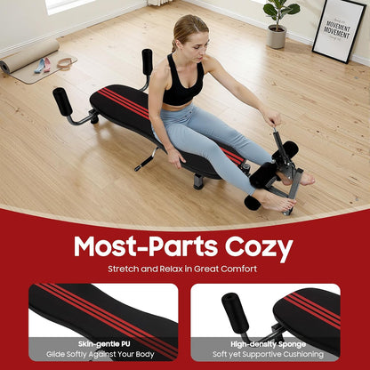 Inline Back Stretch Bench, 330.7lbs Load Full Body Stretching Device Adjustable Lumbar Decompression Table for Lower Back Pain Relief