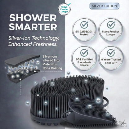 Avilana Premium Silicone Body Scrubber - Trusted Since 2017 - SGS Certified Food Grade Dual Sided Bath Brush, Quick-Dry Exfoliating Loofah Alternative, Massage Brush Sensitive Skin Women Men