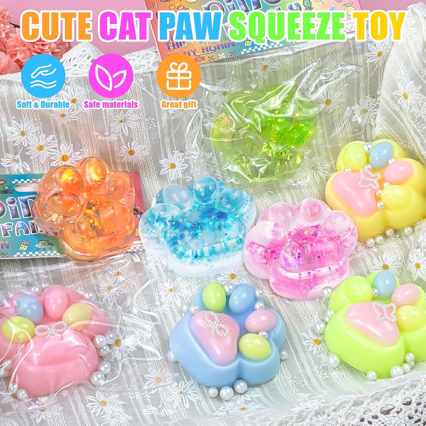 3Pcs Textured Stress Balls, Soft Sensory Fidget Toys Ball for Adults Kids, Memory Gel Squishies Toys, Anxiety Relief Squeeze Balls for Autism/ADHD, Party Favors Gifts, Prizes for Students