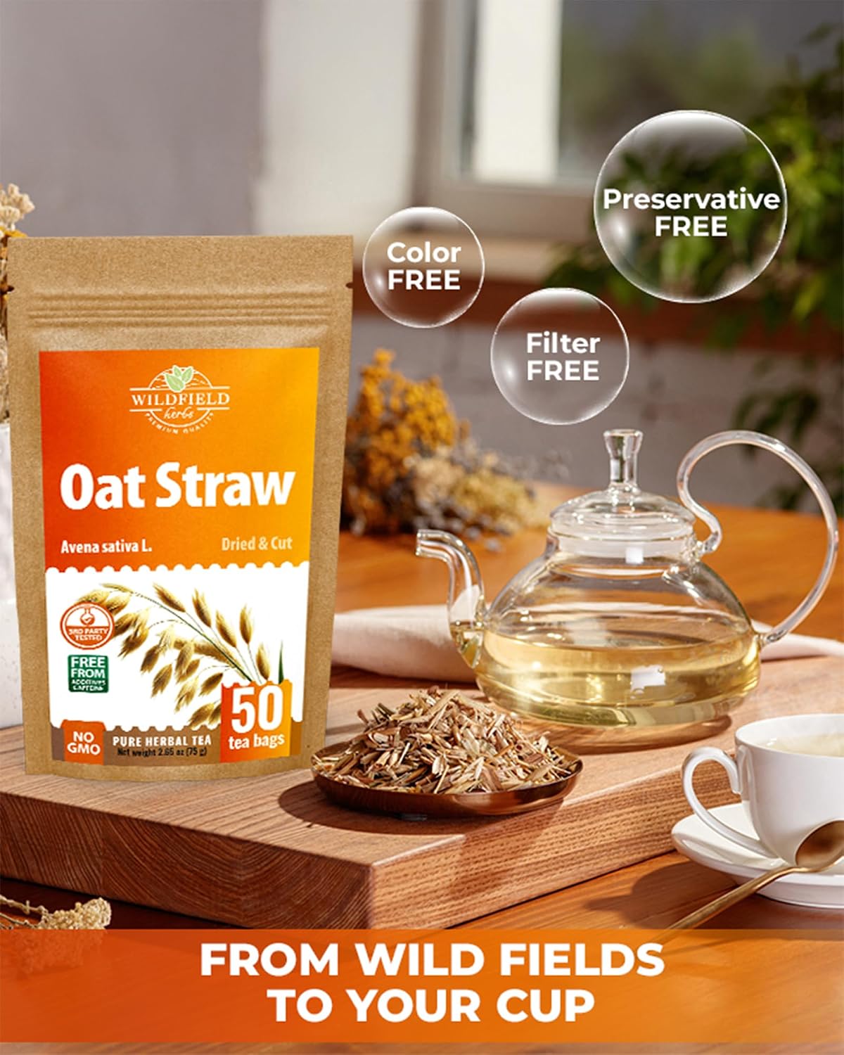 50 Bags Oatstraw Tea Oat Straw Herb Tea (Avena Sativa L.) - 50 Count 1.5g Bags Oat Straw Hierba De Paja De Avena
