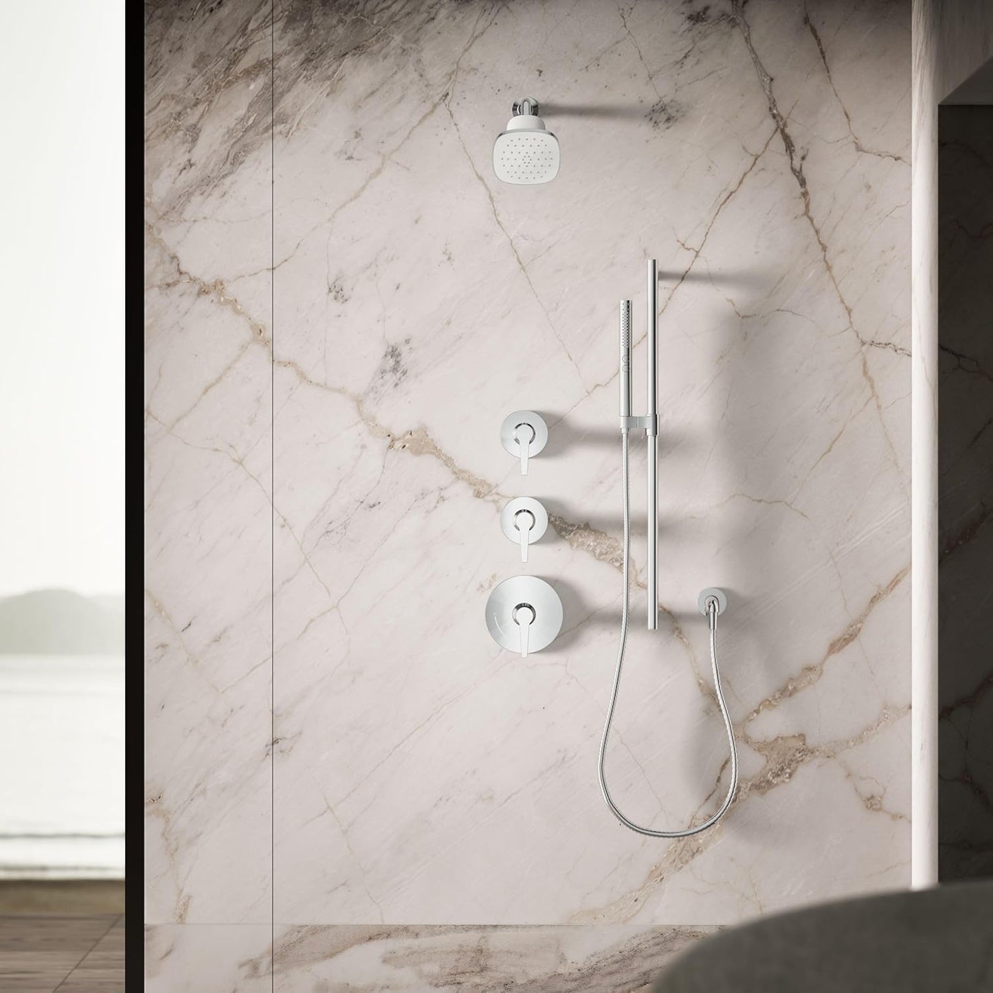 KOHLER 33631-Y-BN Cinq Round Single-Function Filtered Showerhead, Five-Layer Filtration, 2.5 GPM, Full Coverage Spray, Premium Durable Material, Vibrant Brushed Nickel
